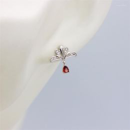 Pendientes ZFSILVER de Plata de Ley 925 con diseño de fuegos artificiales, gota de agua roja para mujer, accesorios de joyería, regalo de fiesta