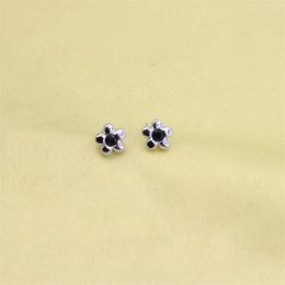 Stud -oorbellen Zfsilver Lovely Fashion S925 Sterling Silve Keaon Classic Black Flower For Women Charm Jewelry Accessories Party