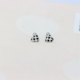 Pendientes de botón ZFSILVER Sterling 925 Silver Cell Drip White Black Heart Screw Ball para mujer Charm Jewelry Accessories Gifts