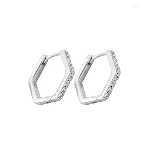 Pendientes de sementales Zheshiyuan Lefai Fashion Tendencia clásica de lujo de lujo Diseño de diamantes Hexagon para encanto Mujeres Silver 925 Joyería Regalo