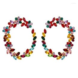 Stud -oorbellen Zhini Punk Geometrische Circle Hoop Earring Luxe Charmant kleurrijk kristal voor vrouwen feestjuwelen Brincos