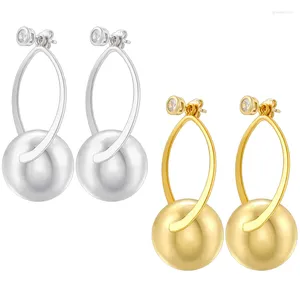 Boucles d'oreilles ZHUKOU Big Ball Hoop pour femmes en laiton brillant plaqué or goutte 2024 bijoux de mode en gros VE1246