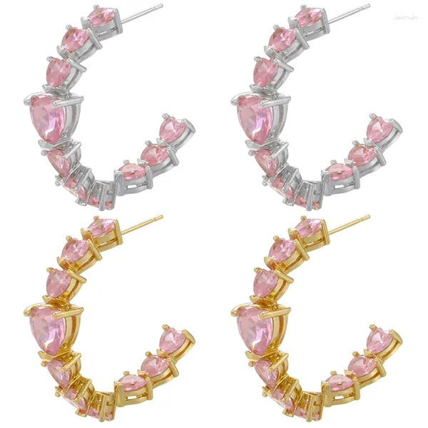 Boucles d'oreilles ZHUKOU couleur or coeur pour femmes grand cristal mode fête bijoux en gros VE617