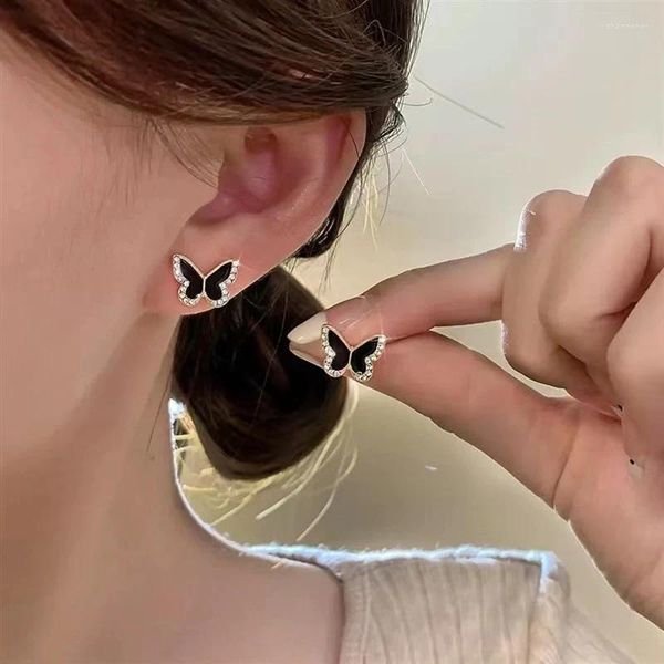 Boucles d'oreilles Stud Zircon Black Butterfly Small Sweet Lovely Party Girls inhabituel Accessoires Bijoux Premium Gift Wholesale