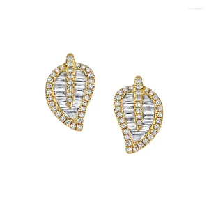 Boucles d'oreilles en Zircon, groupe de feuilles, petite femme, bijoux rétro européens et américains, vente en gros