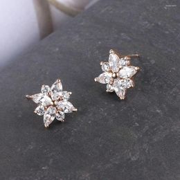 Stud -oorbellen zirkoon top kristallen sneeuwvlok bruiloft herdenkings zilveren sieraden Oostenrijkse dame groothandel