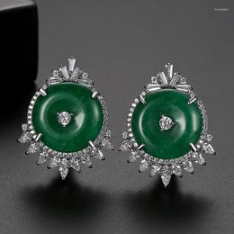 Boucles d'oreilles Zlxgirl bijoux femmes mariage haute qualité pierre verte piercing oreilles cadeaux