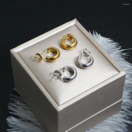 Stud Pendientes ZMfashion Pendiente geométrico en forma de C Acero inoxidable para mujeres Aros de moda coreanos Hebilla de oreja hueca Regalo de joyas de fiesta