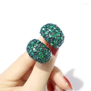 Pendientes de tuerca ZOCA, hebilla media redonda europea, verde esmeralda, conjunto de circón de Plata de Ley 925, joyería fina, accesorios para mujer, regalo de fiesta