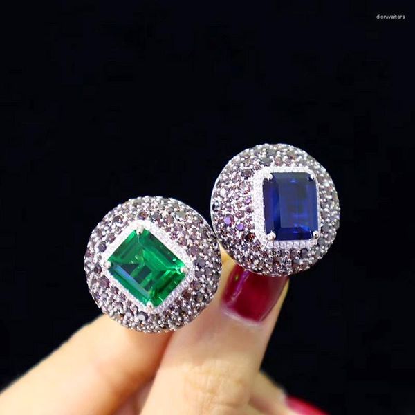 Boucles d'oreilles ZOCA Fine Jewelry Zircon Set 925 Sterling Silver Blue Green Large Women Fashion Party Gifts