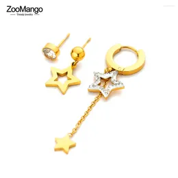 Boucles d'oreilles ZooMango 3 pièces/ensemble en acier inoxydable CZ cristal bijoux pour femmes fille à la mode étoile Boucle D'oreille Femme ZE22215