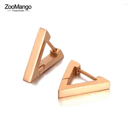 Boucles d'oreilles Zoomango Rose Gold Color en acier inoxydable V Forme de la mode Triangle de géométrie pour les femmes Kolczyki Ze21021