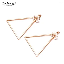 Boucles d'oreilles Zoomango Hyperbole tendance OL Style Triangle Cercle exagéré Gold rose Color en acier inoxydable pour femmes ZE18076