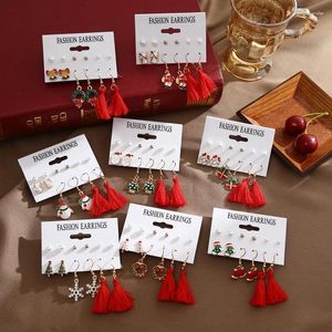 Boucles d'oreilles ZOVOLI Noël Thème Boucle D'oreille Ensemble Santa Perle Cubique Zircone Gland Bohème Pour Les Femmes Bijoux De Mode Navidad Cadeaux