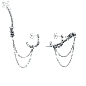 Pendientes ZS 1 par de pendientes con colgante de espada para hombres y mujeres, pendientes largos de acero inoxidable con forma de gota, joyería Punk Retro Vintage