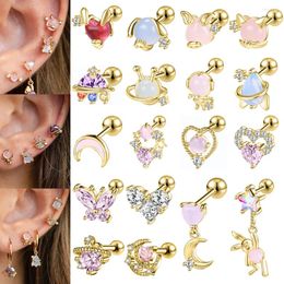Boucles d'oreilles ZS 16/20G chat cristal boucles d'oreilles pour femmes cuivre astronaute étoile plaqué or Zircon Cartilage bijoux