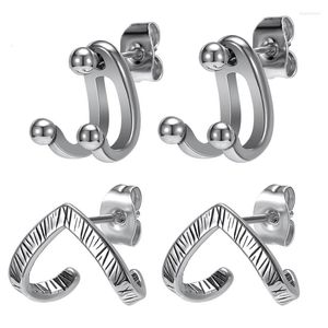 Stud Oorbellen ZS 1 paar Rvs Oorjassen Voor Mannen Hip Punk Buigen Schelp Piercing Lichaam Sieraden