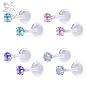 Boucles d'oreilles ZS 4 couleurs zircon cubique avec barre transparente pour les femmes luxe cristal oreille goujons bijoux cadeaux filles 2023