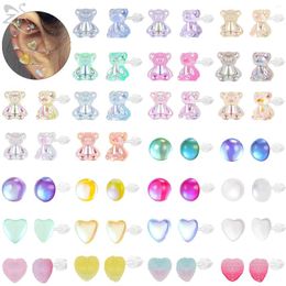 Stud Pendientes ZS 6 Unids/lote Lindo Animal Forma Pendiente Acrílico Corazón Pez Resina Invisible Pendientes Concha Roca Piercings Joyería 21G