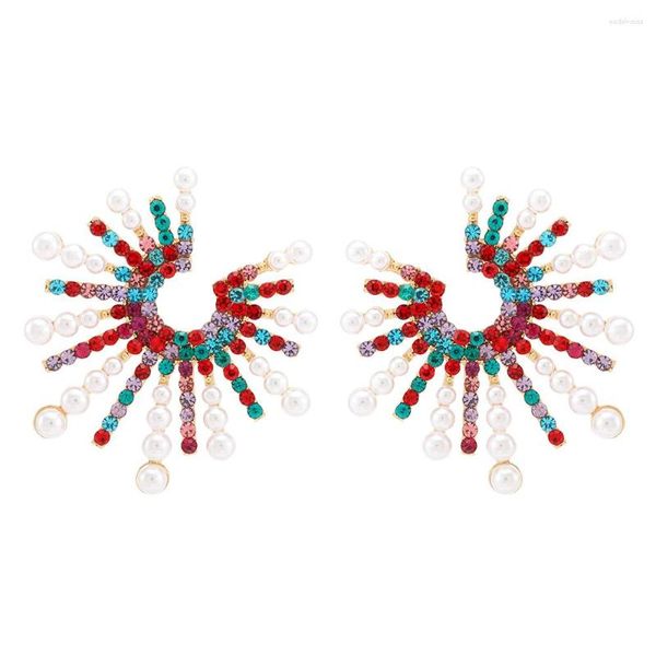 Boucles D'oreilles Ztech Grand Pour Les Femmes Brillant Coloré Cristal Imitation Perle Designer Bijoux Classique Déclaration Accessoires En Gros