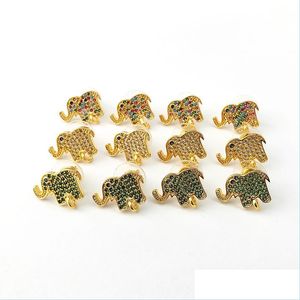 Stud Elephant Stud Pendientes Poste con suspensión de bucle CZ Micro pavimentado para DIY Mujeres Joyería Pendiente Hallazgos Er1040 Drop Entrega 2022 DHSQB