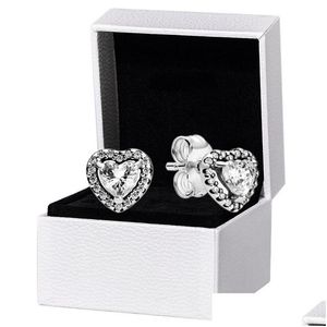 Stud Elevated Heart Boucles d'oreilles Boîte d'origine pour Pandora 925 Sterling Sier Boucles d'oreilles de mariage Drop Delivery Jewelry Dhvdp