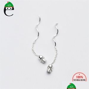 Stud Elfoplatasi 100% 925 boucles d'oreilles en argent sterling véritable petit squelette Skl 4 cm lié goutte bâton filles amis cadeau Xy8132472 livrer Dh3Em