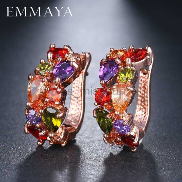 Stud EMMAYA Venta al por mayor de lujo Pendientes de color oro rosa Flash CZ Zircon Ear Studs 12 colores Pendientes Mujeres Barato brincos J230529