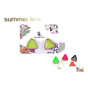 Stud Émail Géométrie Boucle D'oreille 6 Couleurs Rose Blanc Vert Mignon Belle Boucles D'oreilles Triangle Pour Enfants Oreille Accessoires Femmes Filles Déclaration Otpgw