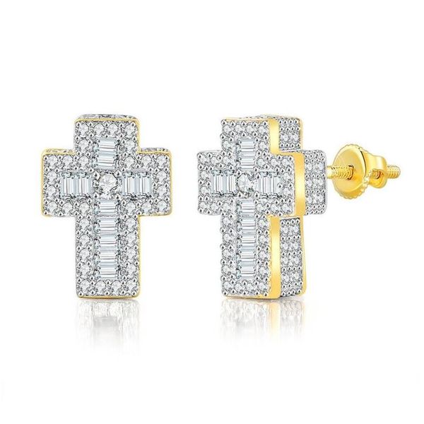 Stud Europa y América Moda Studs de moda Chapado en oro Fl Cz Stone Cross Pendientes Joyería Bonito regalo para amigos Drop Delivery Dhr08