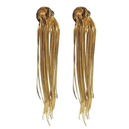 Stud Europese En Amerikaanse Mode Kwastje Knoop 18K Gold Drop Lange Oorbellen Voor Vrouwen Merk Designer Luxe Sieraden Trend 230714