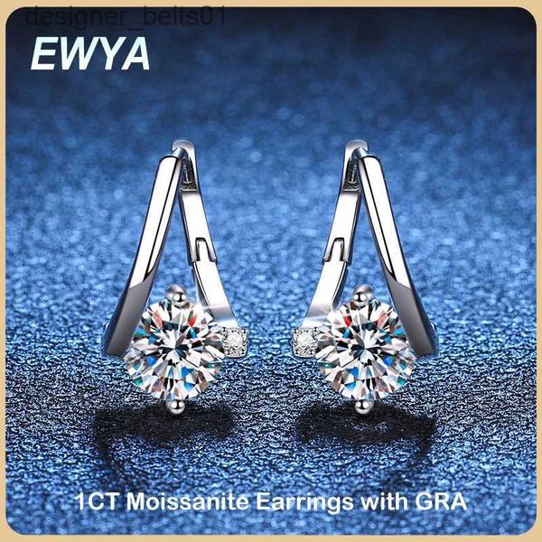 Stud EWYA 100% réel 2CT D couleur Moissanite boucles d'oreilles pour les femmes fête S925 en argent Sterling diamant boucle d'oreille bijoux fins en grosC24319