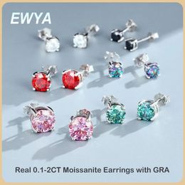 Stud EWYA GRA Gecertificeerd 0.1-2ct Gekleurde Groen Roze Stud Oorbellen voor Vrouwen 100% 925 Sterling Zilveren Oorstekers Fijne sieraden 231130