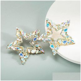 Stud Overdreven Mti Kleur Crystal Star Oorbellen Luxe Gem Diamond Verklaring Oorbel Vrouwelijke Partij Sieraden Brincos Drop Levering Dhab4