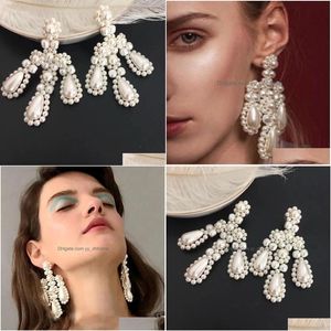 Stud Beroemde Merk Natuurlijke Irregar Parel Bloem Overdreven Grote Oorbellen Voor Vrouwen Top Kwaliteit Luxe Sieraden Designer Runway Drop Del Dhcfd