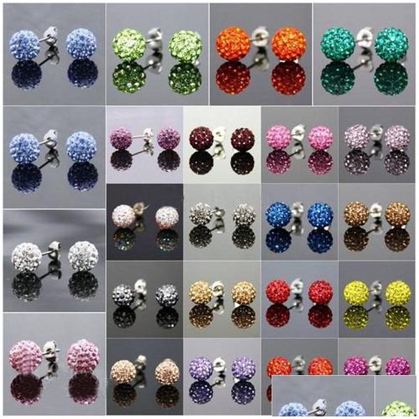 Moda de estudio de 10 mm Pendientes de cristal hechos a mano Mujeres modernas Simple Genuine Disco Ball Parring Allanaling Resin Stone Jewelry Deliv Dhxtw