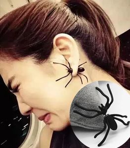 Stud Fashion 1 pièce 3D effrayant noir araignée oreille boucles d'oreilles vente Unique Punk boucles d'oreilles pour les femmes Halloween cadeaux 231013