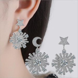 Stud Fashion 925 Boucles d'oreilles en argent pour les femmes Noël Fine Jewelry Luxury Micro-Inlay CZ Crystal Snowflake Boucle d'oreille Cadeau 478Stud Farl22