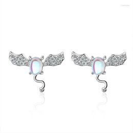 Stud Mode 925 Sterling Silber Ohrringe Für Frauen Exquisite Mondstein Kleiner Teufel Ohrring Glänzende CZ Fledermaus Ohr JewelryStud Odet22 Farl22