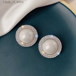 Big clip de la moda del estudio en los aretes para mujeres Bijoux Exquisito Pearl Crystal no perforados Clips de oreja de los Pendientes Regalos de joyería T231213