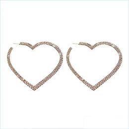 Stud Fashion Big Heart Crystal Hoop Stud -oorbellen voor vrouwelijke geometrische steentjes statement Earring sieraden geschenken 155 d3 drop levering dhrjf