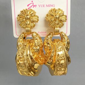 Orecchini a bottone placcati in oro alla moda classici a goccia da donna alla moda Orecchini in ottone per ragazze grosso piccolo cerchio dorato 231012