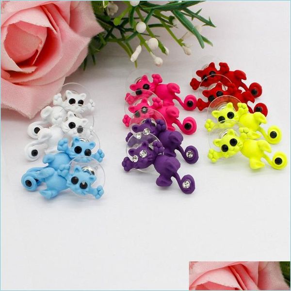 Stud Mode Mignon Chat Boucles D'oreilles Mticolor Kitty Goujons Animaux Boucles D'oreilles Bijoux Cadeau 10 Couleurs 759 T2 Drop Livraison 2022 Boucle d'oreille Dhc8L