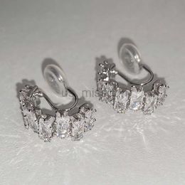 Stud Fashion Fine Sparkle Zircon C Shape Ear Cuff Pendientes de clip de metal para mujeres sin piercing Cartílago Ear Clip Joyería de boda J230529