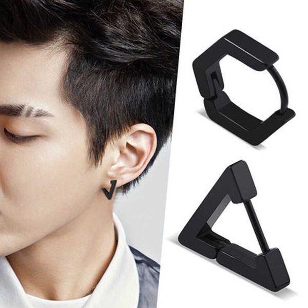 Stud Moda Gótico Triángulo Cuadrado Unisex Punk Rock Acero inoxidable Hombres Mujeres Ear Stud Pendientes Perforado PushBack Ear Plug Hebilla Z0517