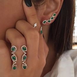 Stud Mode vert cz pierre bijoux larme cubique zircone longues boucles d'oreilles grimpeur pour les femmes romantique européenne dame mode boucle d'oreille 231102