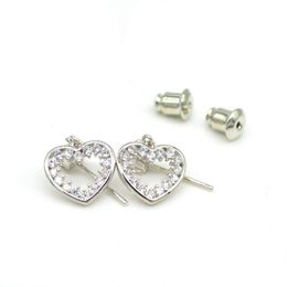 Stud mode hartvorm S925 Sterling Sier Studs oorbellen met stralende zirkonia getextureerde druppel levering 202 dhcyd