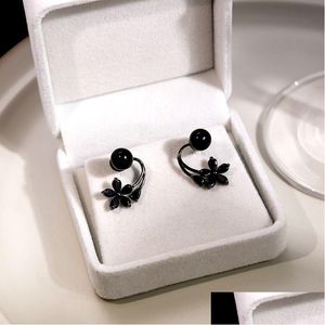 Boucles d'oreilles à fleurs noires de mode de stud pour les femmes LUXE LUXY Zircon Drop Livrot Dhgarden Dhaav