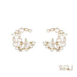 Stud Bijoux De Mode Exquis Perle Zircon Femmes Délicat Lune Cheval Mignon Papillon Ailes Animal Boucles D'oreilles Conception Coréenne En Gros D Ot6Zl