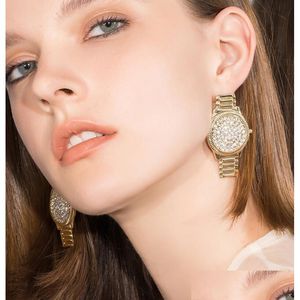 Stud Fashion Jewelry S925 Sier Post -oorbellen RhineStone Watch Shape Earring Drop Delivery Dh8hd